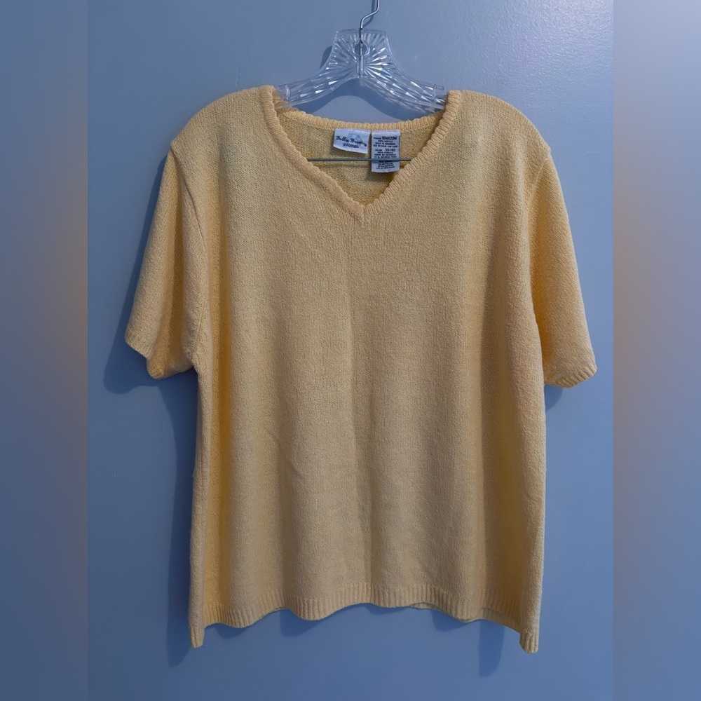 Bobbie Brooks Women's Size 18W / 20W Butter Yellow Knit Sweater V-Neck - Picture 10 of 15